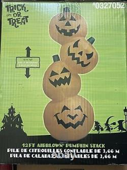 NEW 2010 Gemmy Colossal 12' Lighted Halloween Pumpkin Stack Inflatable Airblown