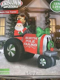 NEW 2020 Gemmy 7-1/2' Christmas Santa Farm Tractor Lighted Airblown Inflatable