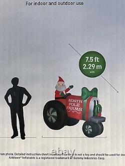 NEW 2020 Gemmy 7-1/2' Christmas Santa Farm Tractor Lighted Airblown Inflatable