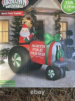 NEW 2020 Gemmy 7-1/2' Christmas Santa Farm Tractor Lighted Airblown Inflatable