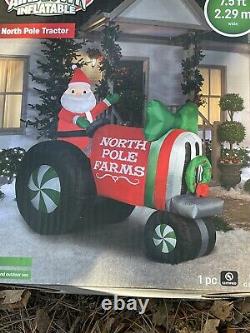 NEW 2020 Gemmy 7-1/2' Christmas Santa Farm Tractor Lighted Airblown Inflatable