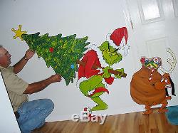 New 3-pc. Set Grinch Steeling Christmas Tree And Max Christmas Yard Art Decor