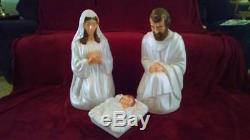NEW 3 Piece 28 Pearl Nativity Set (Face, Hair Hands Painted) Lighted Blow Mold