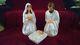 New 3 Piece 28 Pearl Nativity Set (face, Hair Hands Painted) Lighted Blow Mold