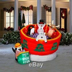 NEW 6' Gemmy Christmas Lighted Animated Wheel of Fun Airblown Inflatable-RARE