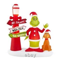 NEW! Dr. Seuss 6 ft Grinch With Sign Holiday Inflatable