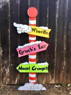 NEW GRINCH Whoville Sign Pole CHRISTMAS and Max the Reindeer Yard Art Decoration