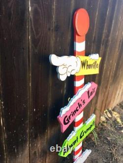 NEW GRINCH Whoville Sign Pole CHRISTMAS and Max the Reindeer Yard Art Decoration