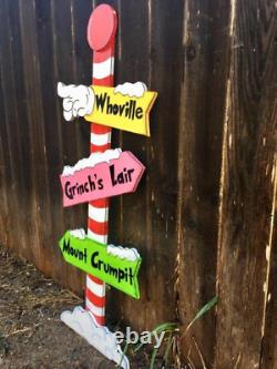 NEW GRINCH Whoville Sign Pole CHRISTMAS and Max the Reindeer Yard Art Decoration