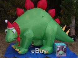 NEW Gemmy 9' Christmas Stegosaurus Dinosaur Lighted Inflatable Airblown Blow-up