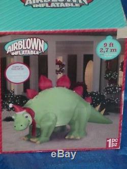 NEW Gemmy 9' Christmas Stegosaurus Dinosaur Lighted Inflatable Airblown Blow-up