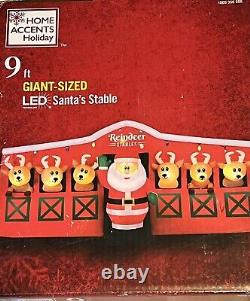 NEW Gemmy 9' Santa Reindeer Stables Lighted Christmas Inflatable Airblown-NEW