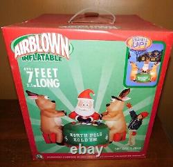 NEW Gemmy Airblown Inflatable North Pole Hold'Em Santa Reindeer Cards 7' Light