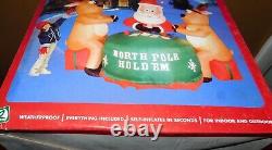 NEW Gemmy Airblown Inflatable North Pole Hold'Em Santa Reindeer Cards 7' Light