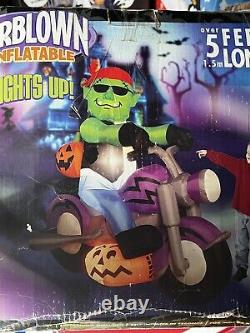 NEW Gemmy Halloween Airblown Inflatable 5ft Frankenstein On Motorcycle- 2006