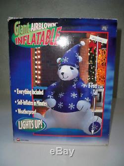 NEW Giant 8' Gemmy Airblown Inflatable Polar Bear Lights Up 2003 RARE