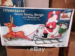NEW HTF Christmas 72 Santa and Sleigh Lighted Blow Mold Yard Decoration