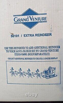 NEW In Box VTG 1999 Grand Venture Lighted Santa Reindeer Christmas Blow Mold 29