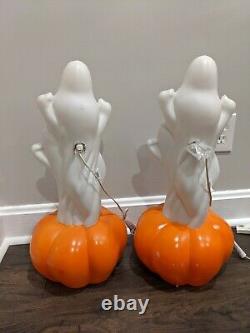 NEW Pair of 23 Halloween Three Ghosts On Pumpkin Lighted Blow Mold General Foam