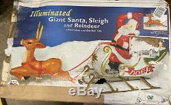 NEW! RARE Empire Mold Giant Santa Claus Sleigh Reindeer Noel Christmas Blow Mold