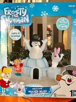 NIB 5' Christmas Lighted Frosty the Snowman Igloo RARE Airblown Inflatable