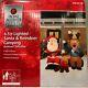 Nib 6.5 Foot Lighted Inflatable Santa And Reindeer Sitting At Campfire