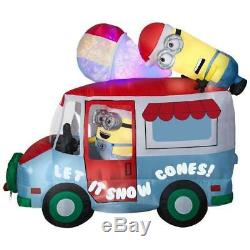 NIB 8.5 Ft Despicable me Minions Snow Cone Truck Inflatable Christmas Air Blown