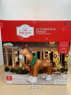 NIB 9' Holiday Time Clydesdale Horse Christmas Airblown Holiday Yard Inflatable