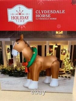 NIB 9' Holiday Time Clydesdale Horse Christmas Airblown Holiday Yard Inflatable