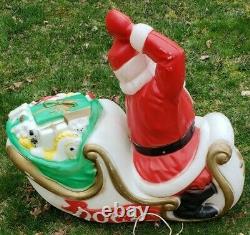 NJ PICKUP Vintage Empire Santa Claus Sleigh Blowmold Reindeer Sled Blow Mold