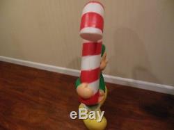 NOS Elf Holding Candy Cane Lighted Christmas Blow Mold Outdoor Yard Decor