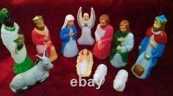 Nativity 11 piece Miniature Nativity Set Lighted Blow Mold Christmas Decoration