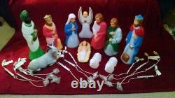 Nativity 11 piece Miniature Nativity Set Lighted Blow Mold Christmas Decoration