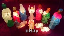 Nativity 11 piece Miniature Nativity Set Lighted Blow Mold Christmas Decoration