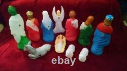 Nativity 11 piece Miniature Nativity Set Lighted Blow Mold Christmas Decoration