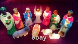 Nativity 11 piece Miniature Nativity Set Lighted Blow Mold Christmas Decoration