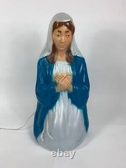 Nativity 3 Piece Set 28 Lighted Blow Mold Mary Joseph Baby JESUS VTG USA