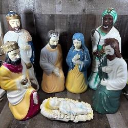 Nativity Blow Mold Christmas Plastic Empire 22 1960s No Lights Wisemen Shepherd