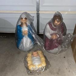 Nativity Blow Mold General Foam 3 Piece Set 28 Lighted Mary Joseph Baby Jesus