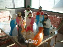 Nativity Blow Mold Set Of 9 -VTG-Med size -Empire-3 Wisemen, Mary, Joseph. Ect