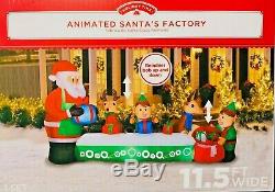 New 11.5 Ft Long Giant Sized Christmas Animated Santa's Factory Inflatable Gemmy