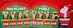 New 11 Ft Long Giant Sized Christmas Santa Reindeer Stable Inflatable By Gemmy