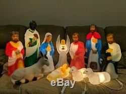 New 11-Piece General Foam Miniature Blow Mold Nativity Set (Custom Paint)