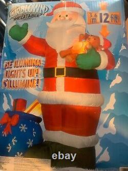 New 12 FT Tall GIANT SANTA with Teddy Bag Gifts AIRBLOWN INFLATABLE Gemmy 2010