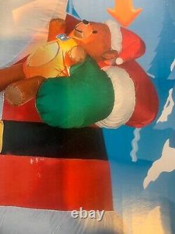 New 12 FT Tall GIANT SANTA with Teddy Bag Gifts AIRBLOWN INFLATABLE Gemmy 2010