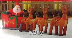New 16 Ft Santa And Sleigh Lighted Inflatable Merry Christmas Reindeer Giant