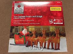 New 16 Ft Santa And Sleigh Lighted Inflatable Merry Christmas Reindeer Giant