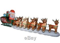 New 17.5 COLOSSAL Lighted Santa & Rudolph Reindeer Sleigh Airblown Inflatable