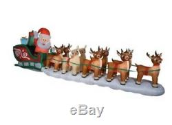 New 17.5 COLOSSAL Lighted Santa & Rudolph Reindeer Sleigh Airblown Inflatable