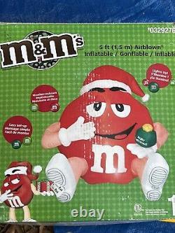 New 2010 Gemmy 5' M & M Christmas Lighted Airblown Inflatable Blow-up